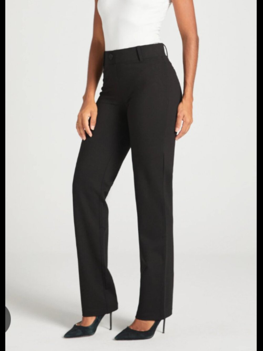Betabrand Classic Straight Leg Dress Pant Yoga Pant Black Petite Size Large LP